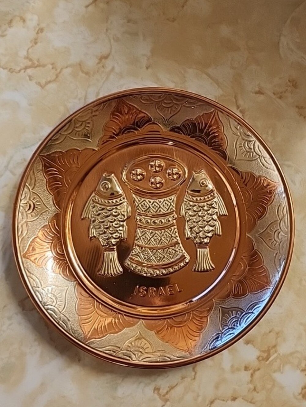 Vintage David Miro Artist Religious Israel Plate,Copper,Brass,Silver Plated,6in